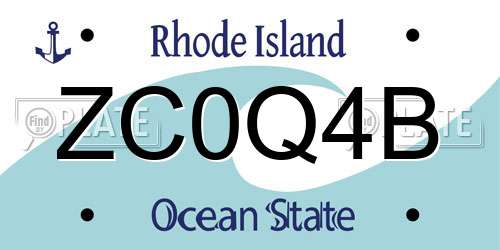ZC0Q4B Rhode Island License Plate