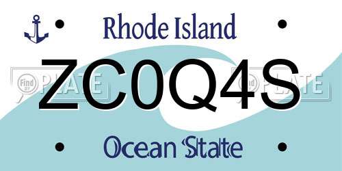 ZC0Q4S Rhode Island License Plate