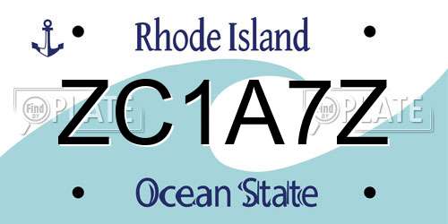 ZC1A7Z Rhode Island License Plate