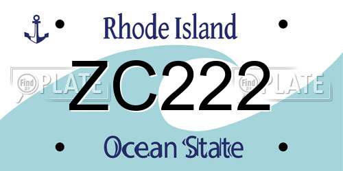 ZC222 Rhode Island License Plate