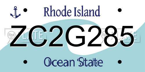 ZC2G285 Rhode Island License Plate