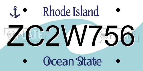 ZC2W756 Rhode Island License Plate