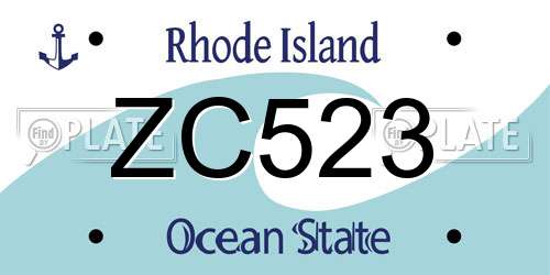 ZC523 Rhode Island License Plate