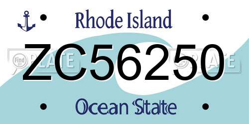 ZC56250 Rhode Island License Plate