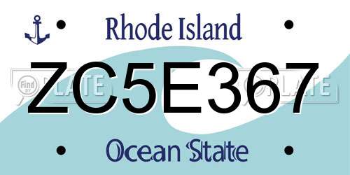 ZC5E367 Rhode Island License Plate