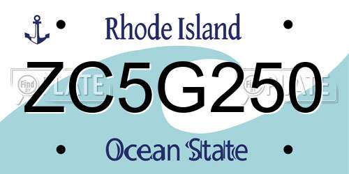 ZC5G250 Rhode Island License Plate