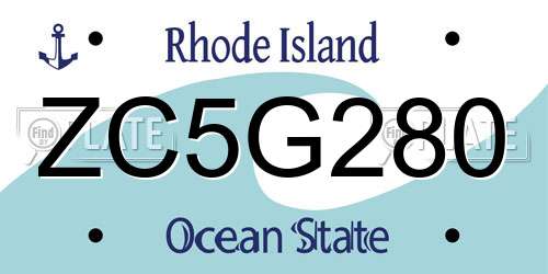 ZC5G280 Rhode Island License Plate