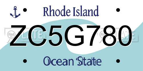 ZC5G780 Rhode Island License Plate