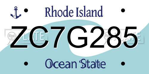 ZC7G285 Rhode Island License Plate