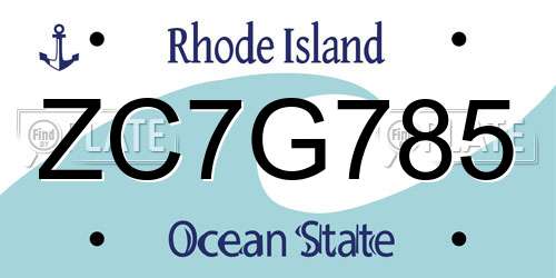 ZC7G785 Rhode Island License Plate