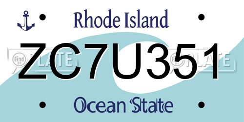 ZC7U351 Rhode Island License Plate