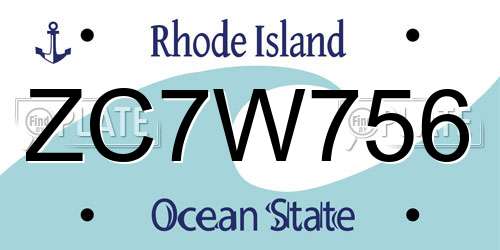 ZC7W756 Rhode Island License Plate