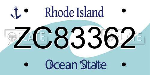ZC83362 Rhode Island License Plate