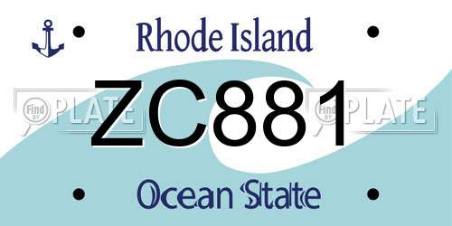 ZC881 Rhode Island License Plate