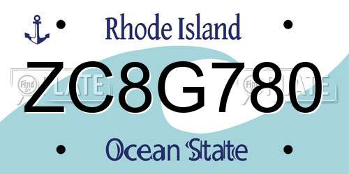 ZC8G780 Rhode Island License Plate