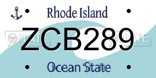 ZCB289 Rhode Island License Plate