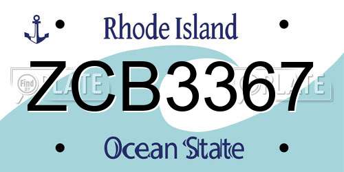 ZCB3367 Rhode Island License Plate