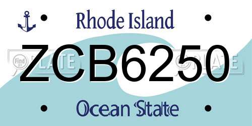 ZCB6250 Rhode Island License Plate