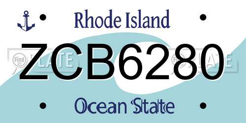ZCB6280 Rhode Island License Plate