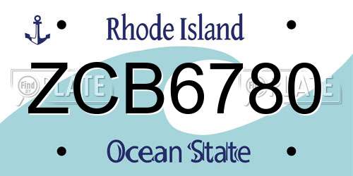 ZCB6780 Rhode Island License Plate