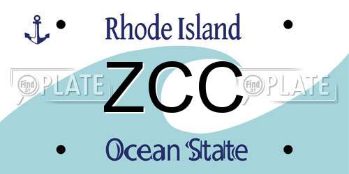 ZCC Rhode Island License Plate