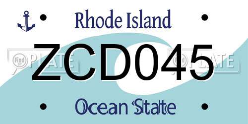 ZCD045 Rhode Island License Plate