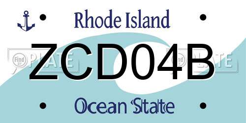 ZCD04B Rhode Island License Plate