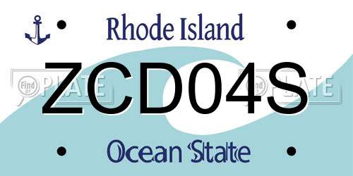 ZCD04S Rhode Island License Plate