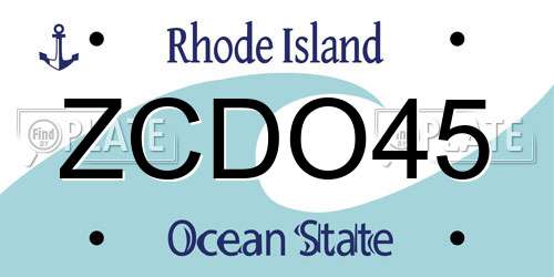 ZCDO45 Rhode Island License Plate