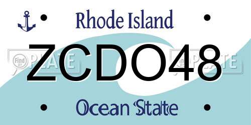 ZCDO48 Rhode Island License Plate
