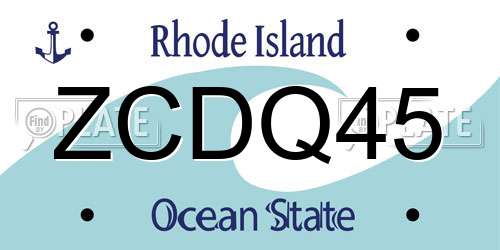 ZCDQ45 Rhode Island License Plate