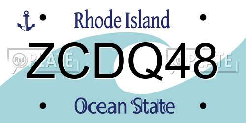 ZCDQ48 Rhode Island License Plate
