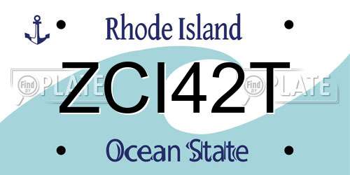 ZCI42T Rhode Island License Plate