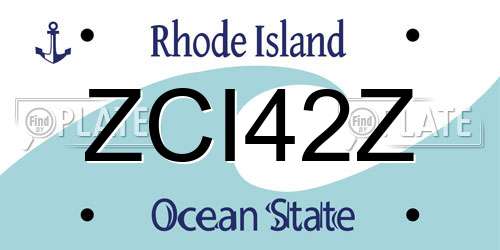 ZCI42Z Rhode Island License Plate