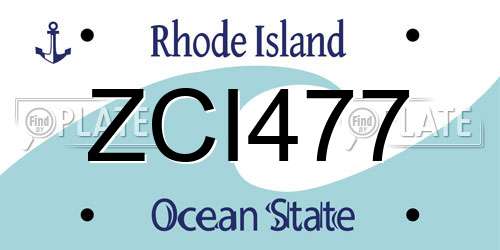 ZCI477 Rhode Island License Plate