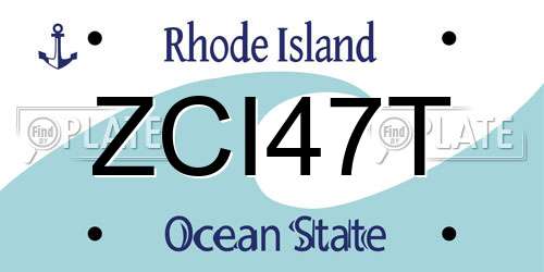 ZCI47T Rhode Island License Plate