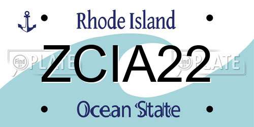 ZCIA22 Rhode Island License Plate