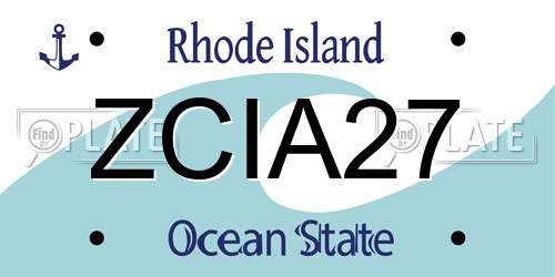 ZCIA27 Rhode Island License Plate
