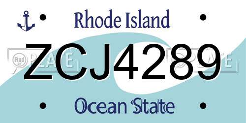 ZCJ4289 Rhode Island License Plate