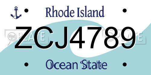 ZCJ4789 Rhode Island License Plate