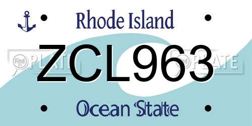ZCL963 Rhode Island License Plate