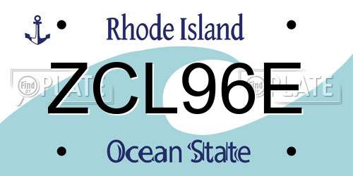 ZCL96E Rhode Island License Plate
