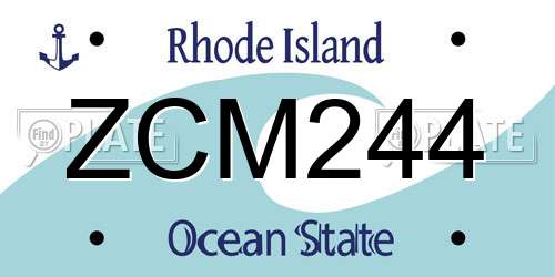 ZCM244 Rhode Island License Plate