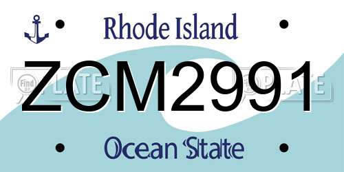 ZCM2991 Rhode Island License Plate