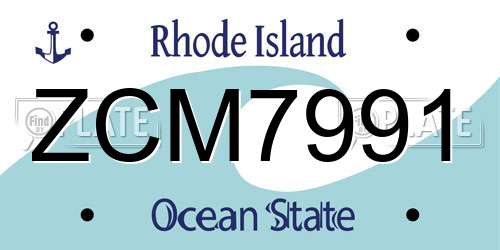 ZCM7991 Rhode Island License Plate