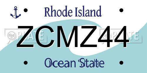 ZCMZ44 Rhode Island License Plate
