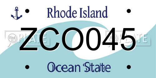 ZCO045 Rhode Island License Plate
