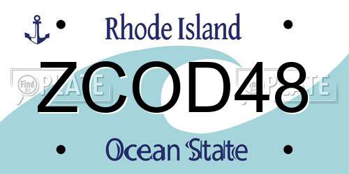 ZCOD48 Rhode Island License Plate