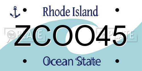 ZCOO45 Rhode Island License Plate