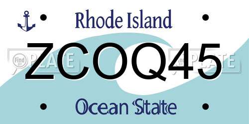 ZCOQ45 Rhode Island License Plate